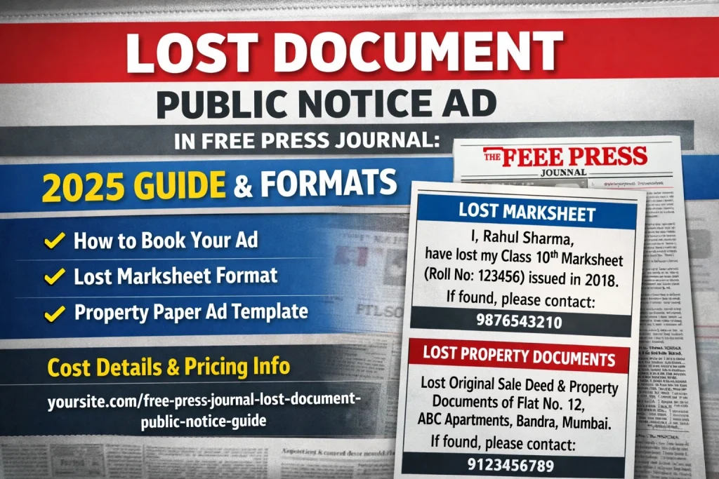 Lost Document Public Notice Ad in Free Press Journal: 2025 Guide & Formats