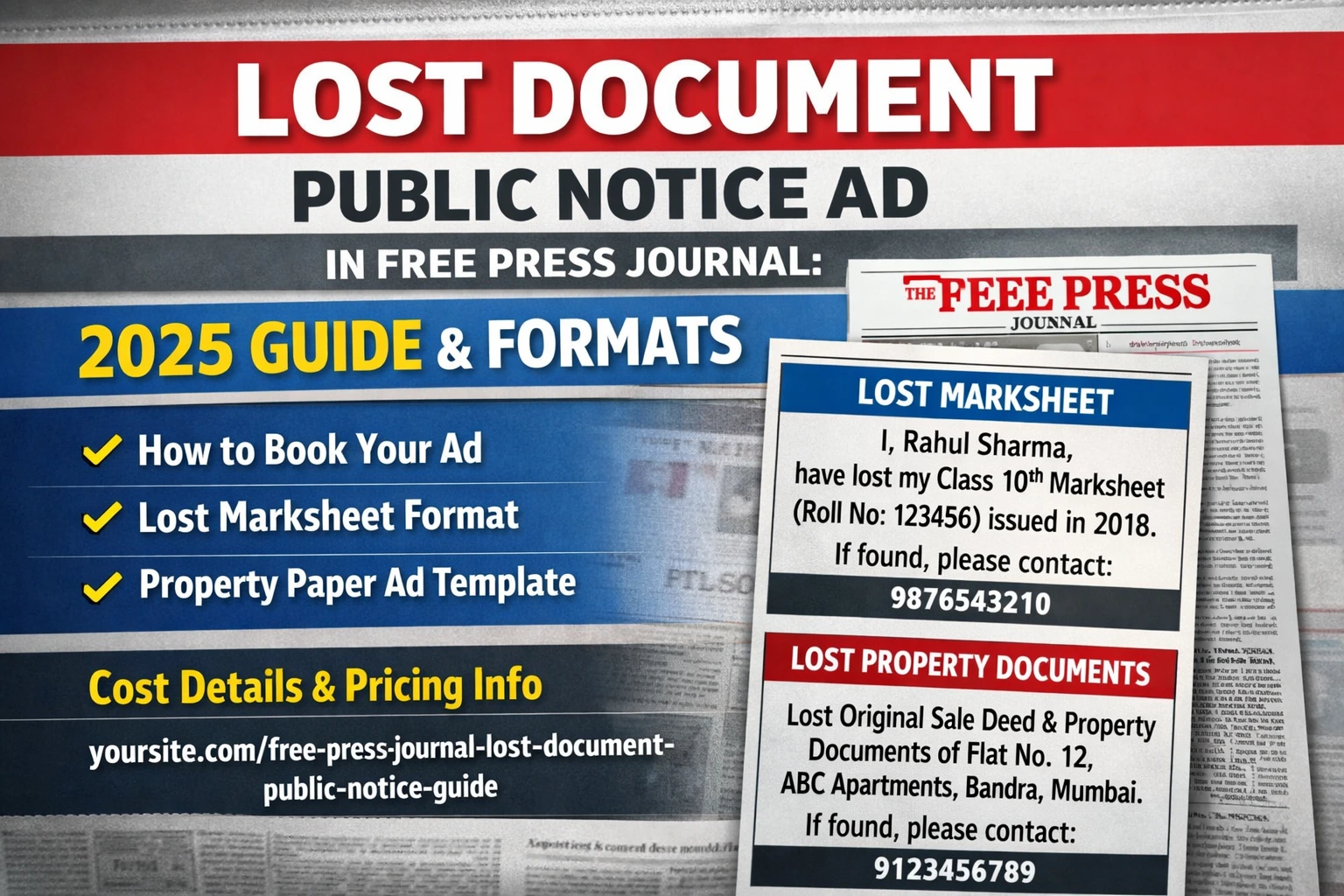 Lost Document Public Notice Ad in Free Press Journal: 2025 Guide & Formats